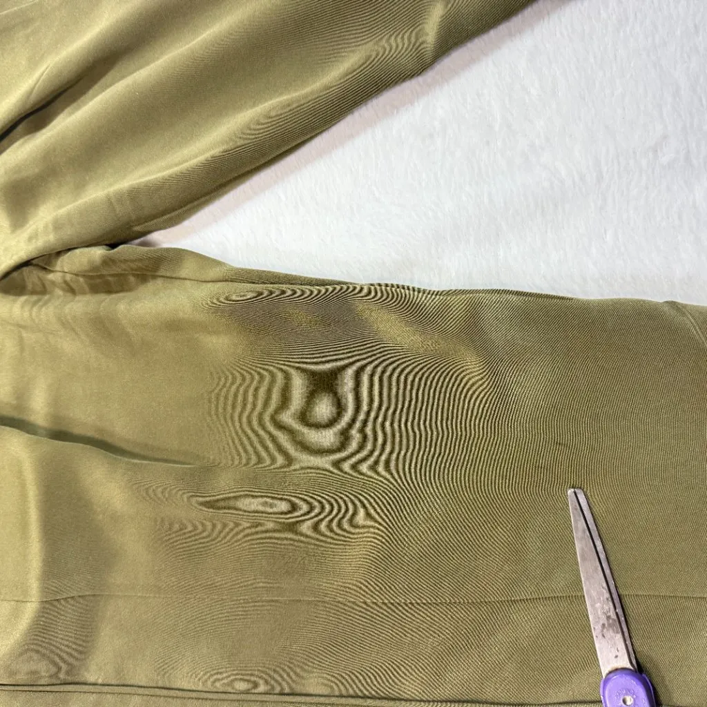 Rebecca Minkoff XS Olive Green Satin Silk Drawstring Pant Stretch Relaxed Resort - Image 5