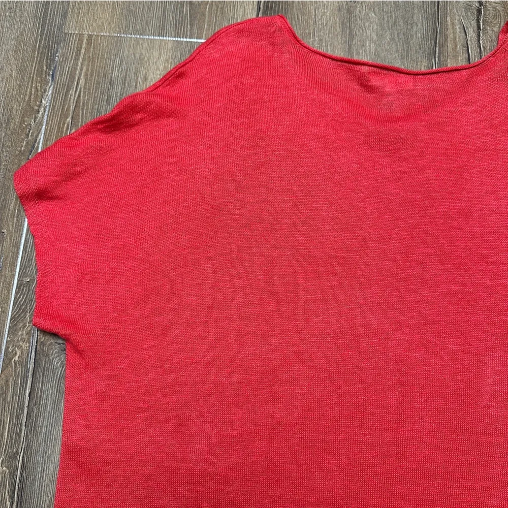 Eileen Fisher Lightweight Fine Gauge Linen Tunic Top in Red / Orange Size Medium - Image 8