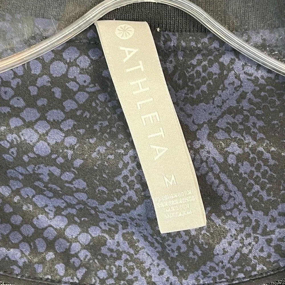 Athleta Sz M Brooklyn Bomber Jacket Blue Black Snakeskin Print - Image 5