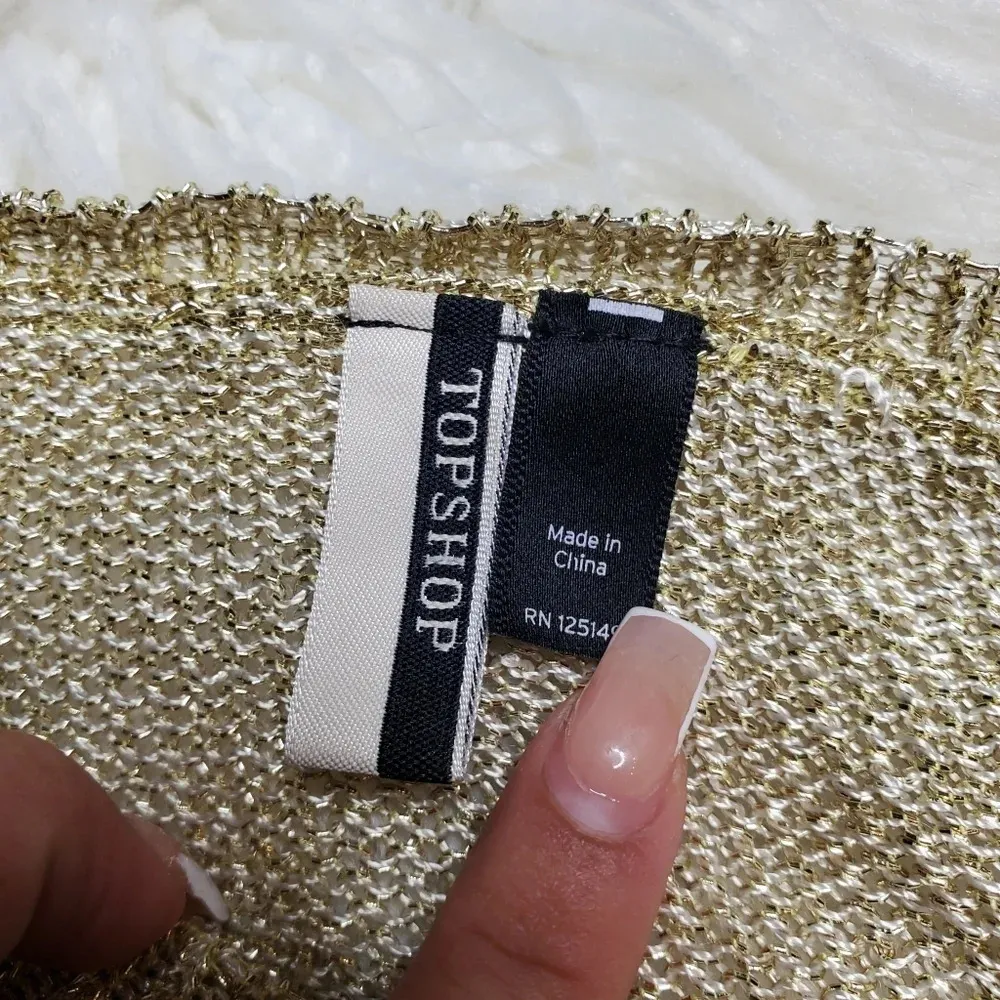 TopShop Gold Knit Crop Top - Image 5