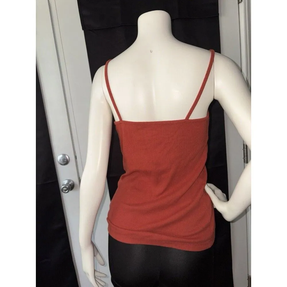 No Boundaries Women's Juniors Rib Cami Shirt Medium(7-9) Cinched Neck Rustic - Image 4