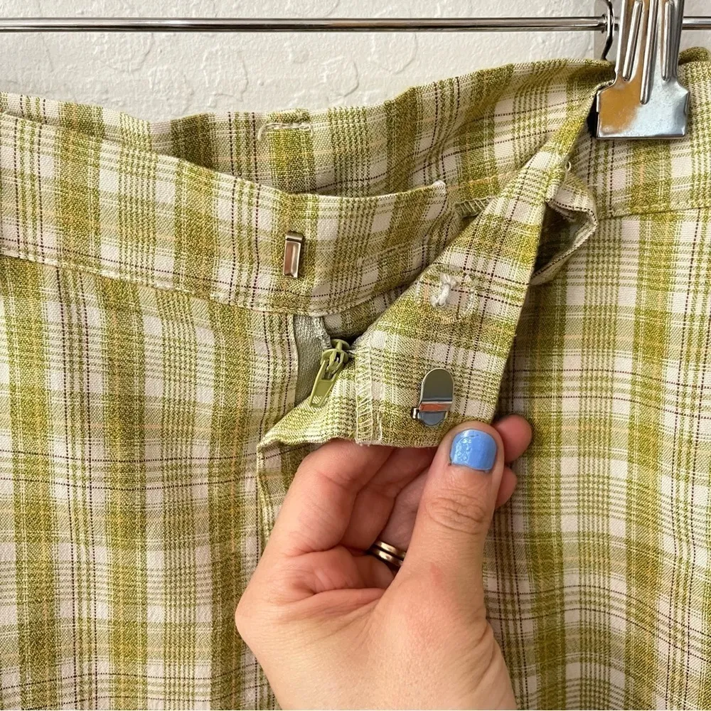 Daisy Street Green Yellow Juniper Plaid Split Hem Trousers US Small - Image 7