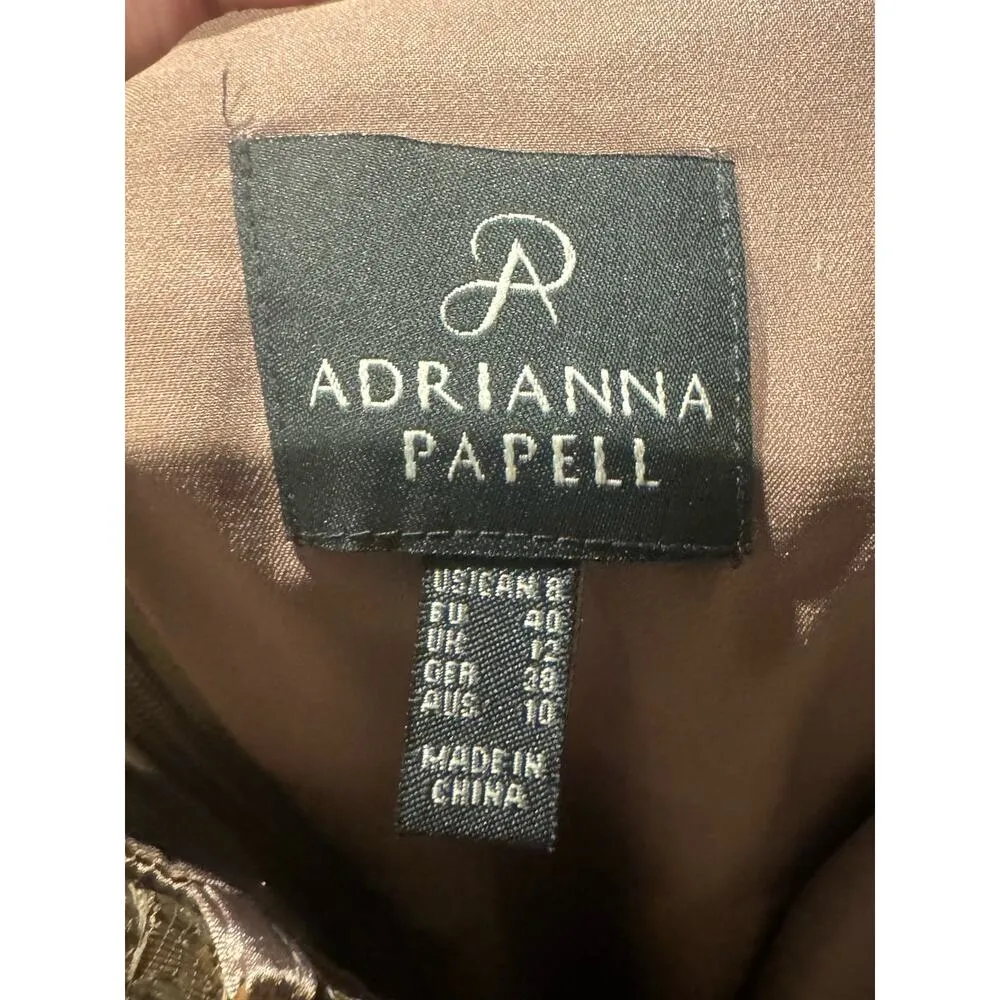 Adrianna Papell Sequin & Lace Mini sleeveless sexy dress in taupe size 8 - Image 10