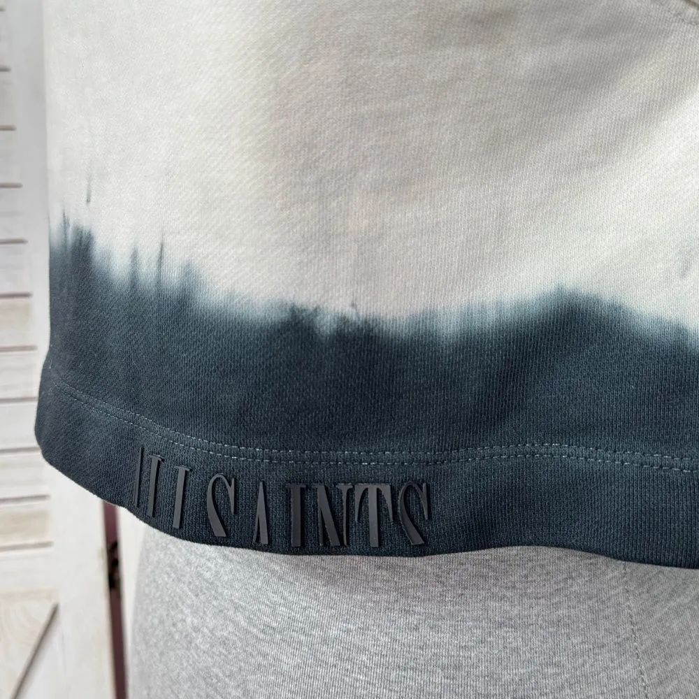 AllSaints Lila Ombre‎ Cropped Sleeveless Sweatshirt Top Cream Black Small - Image 6