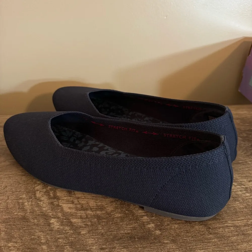Skechers Navy Blue Knit Flats Shoes Wide Fit Women’s Size 11 W Slip On - Image 7