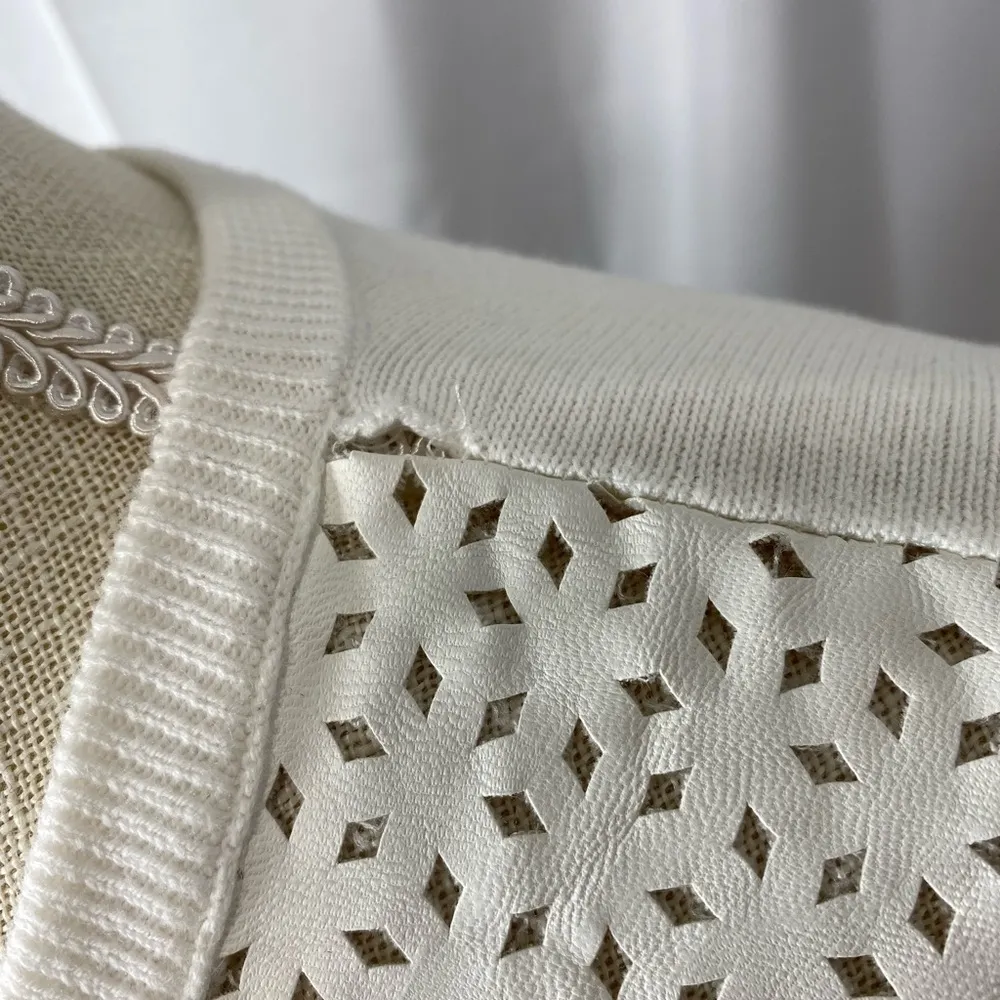 Ann Taylor faux leather front cardigan medium - Image 2