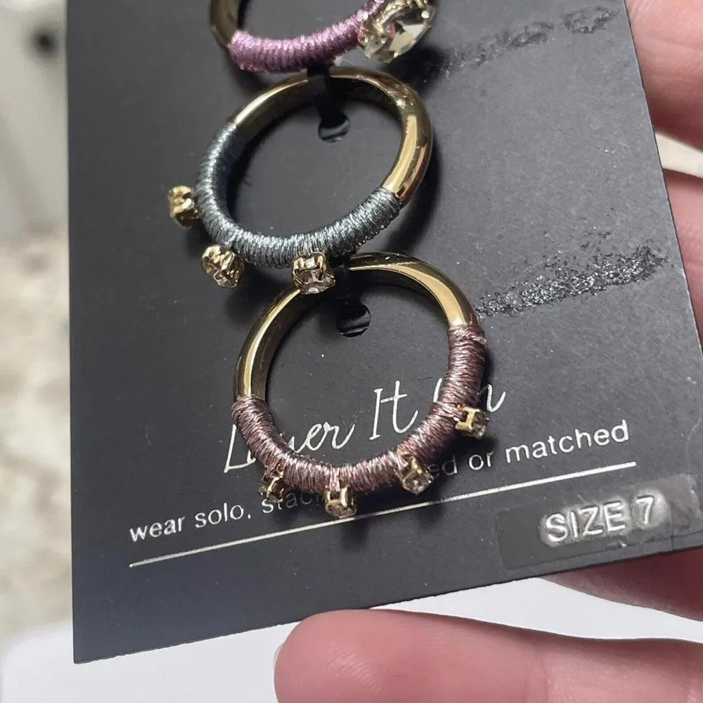 INC Size 7 Women's Gold Tone / Rhinestone Stackable Costume Rings NWT $29.50 - Image 8