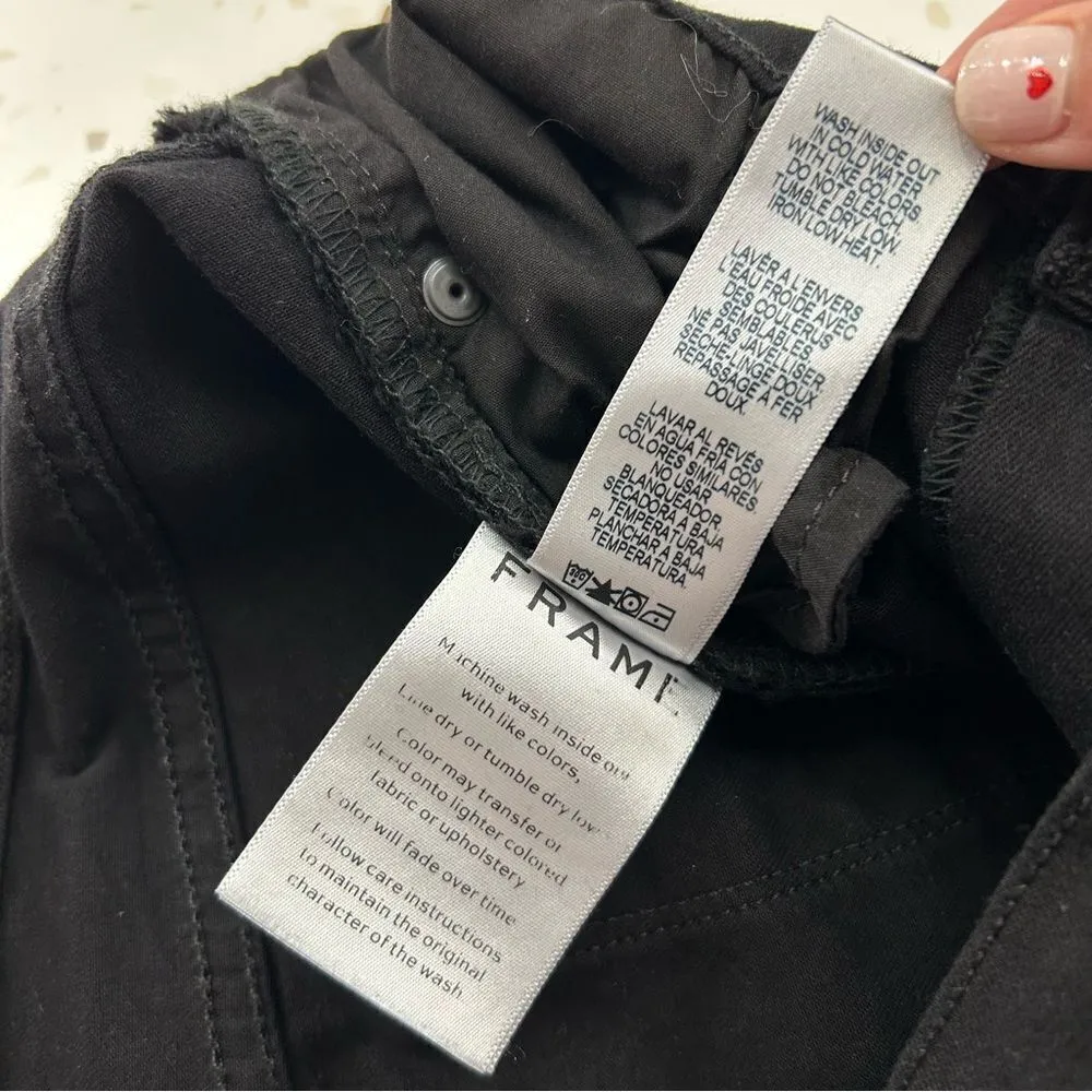 Frame Le Skinny De Jeanne Raw Stagger Mid Rise Cropped Skinny Jeans in Film Noir - Image 9