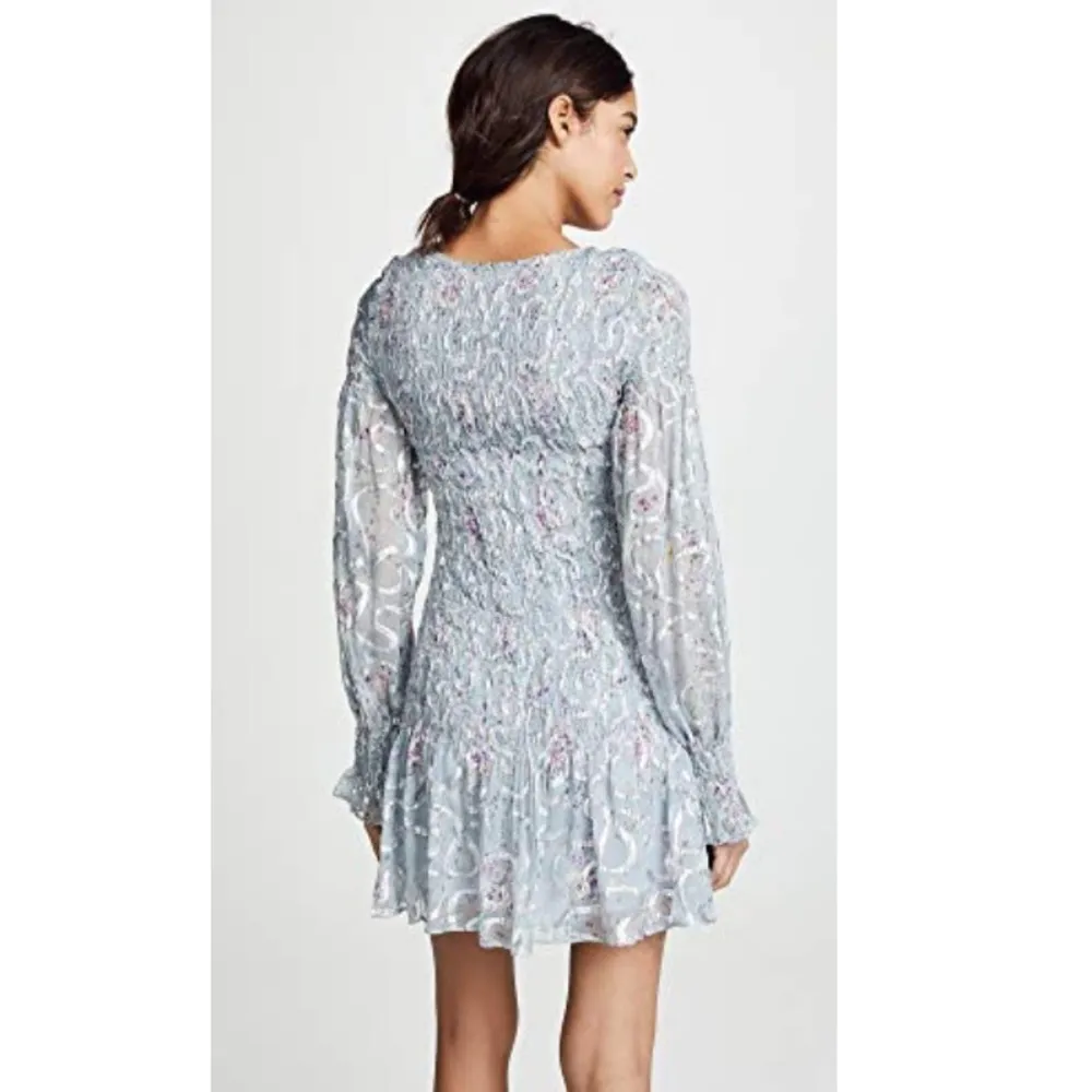 NWT LoveShackFancy Scarlett Mini Dress blue Gray sz Medium - Image 4