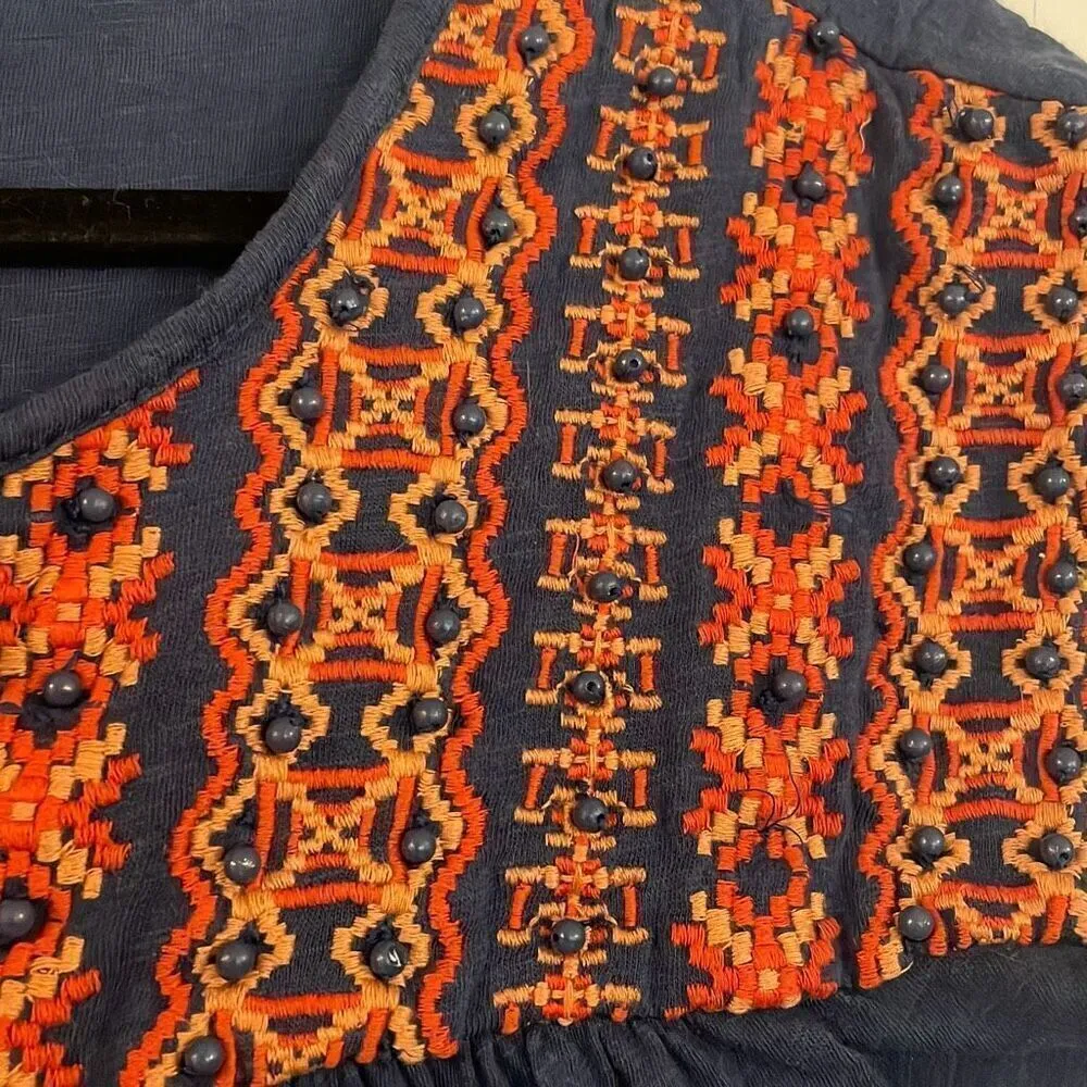 Artisan NY embroidered beaded boho blouse M - Image 3