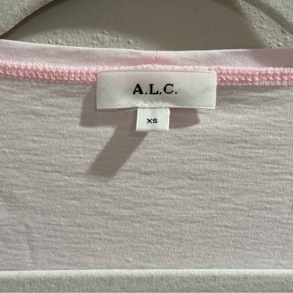 A.L.C. Pale Pink Rumi Tee Scoop Neck Puffed Sleeve Slim Fit Cotton Size XS - Image 3