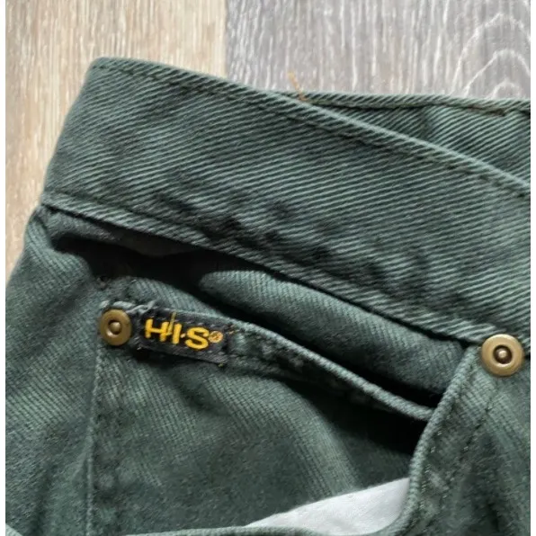 Vintage 90s Straight Leg Green Denim Baggy Mom Jeans Pants 36 30 Heritage Cabin - Image 4