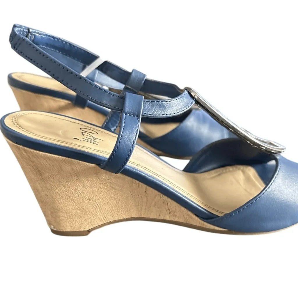 Vivette Impo Wedge Sandals Womens Size 7.5M Strapping Silver Buckle 3" Heel - Image 7