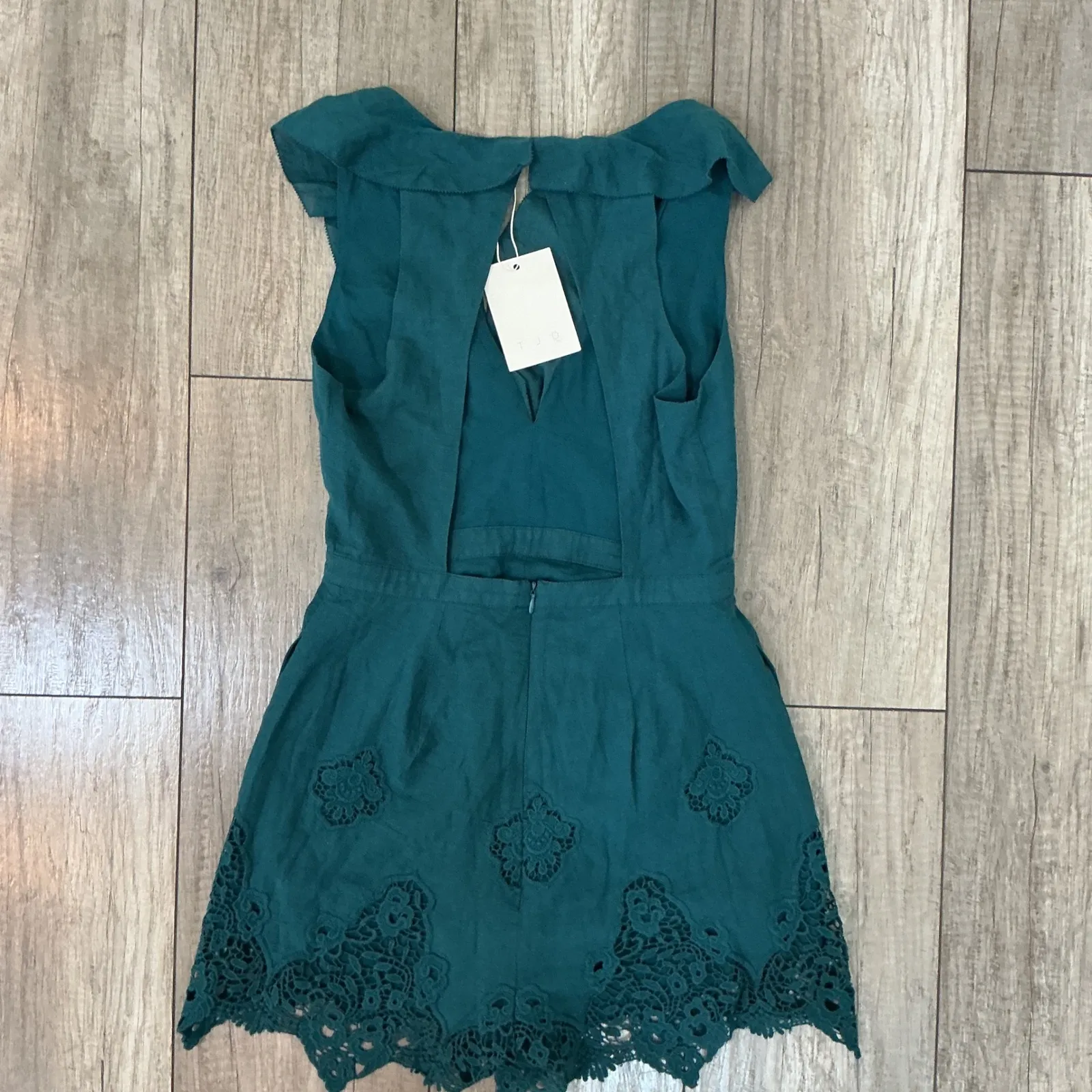 NWT TJD Dress Size S Green Sleeveless Ruffle Trim Lace Hem‎ Mini Party - Image 7