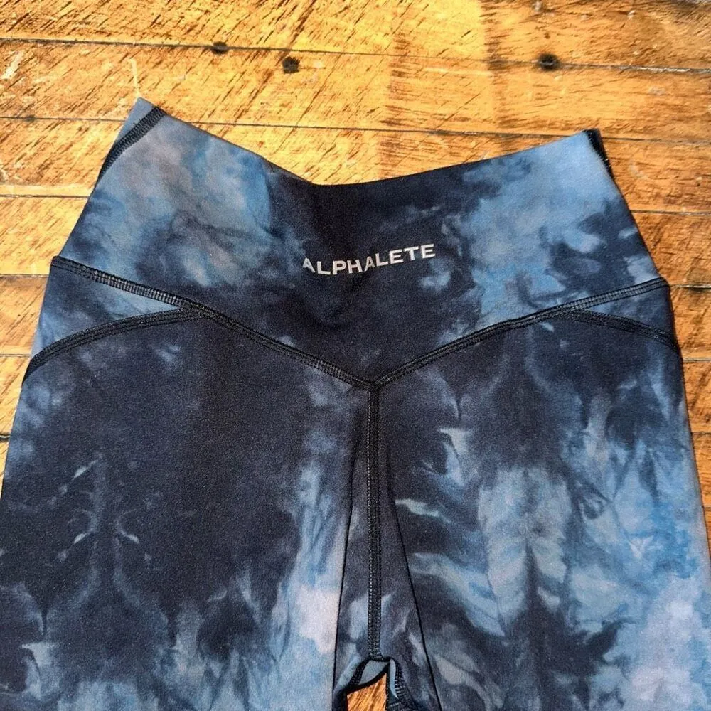 Alphalete Surface Power blue tie dye oil stain XS leggings - Image 6