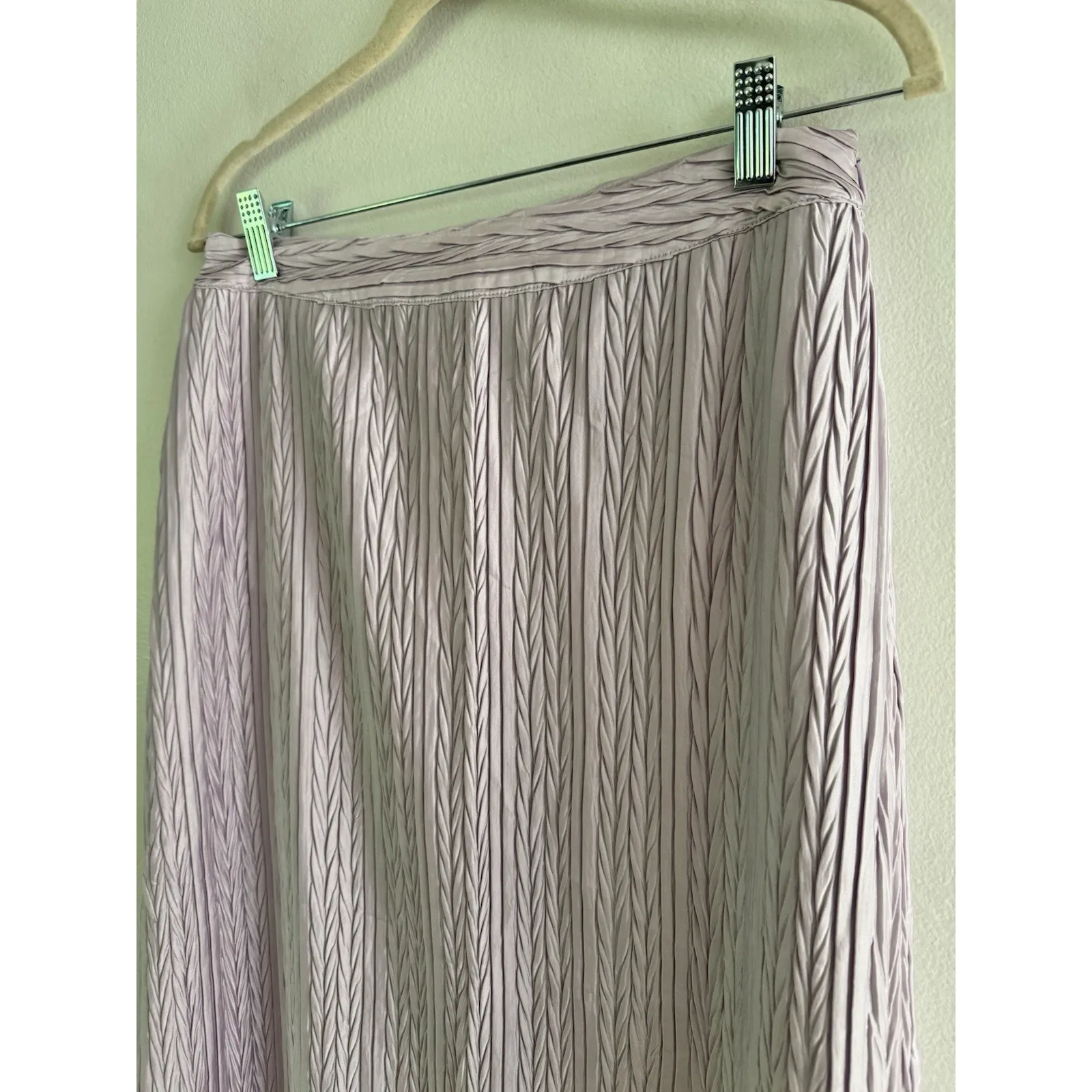 English Factory Lavender A Line Satin Crinkle Midi Skirt Size Medium - Image 3