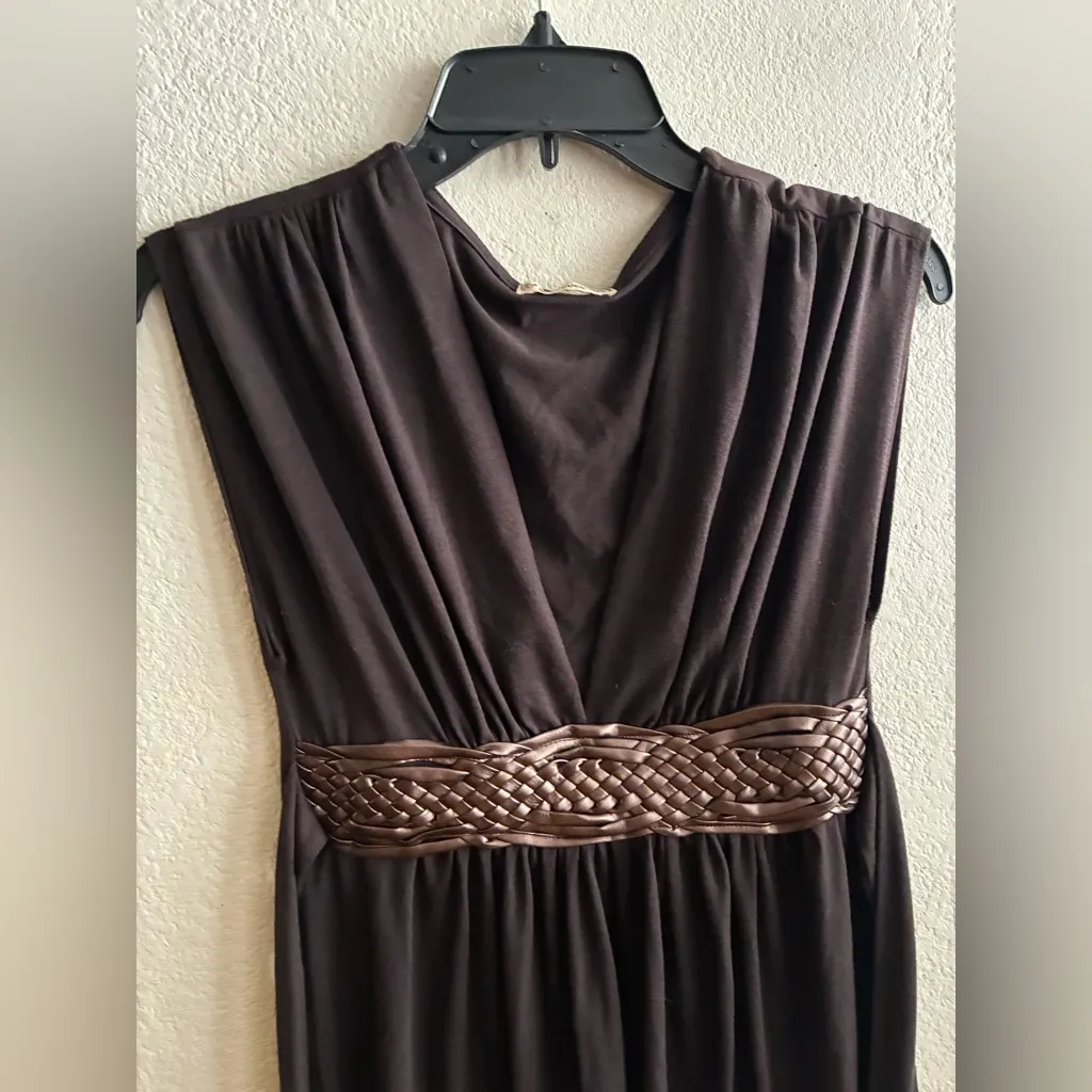 Forever 21 Y2K Brown Mini Dress with Woven Belt S - Image 5