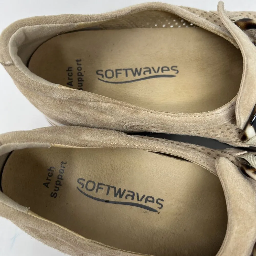 SoftWaves Cadie Beige Leather Slip On Arch Support Platform Sneakers EU 41 10.5 Tan - Image 10