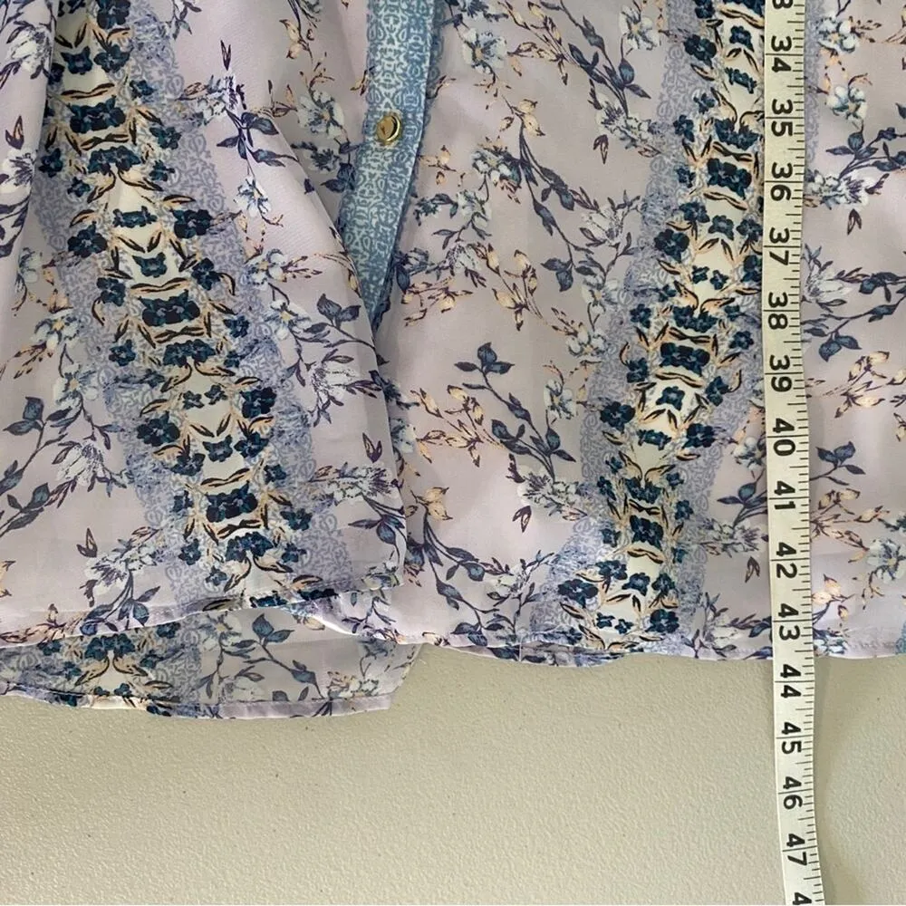 Julia Jordan Purple Blue Floral Ruffle Flutter Sleeve Dress 8 Cottagecore - Image 10