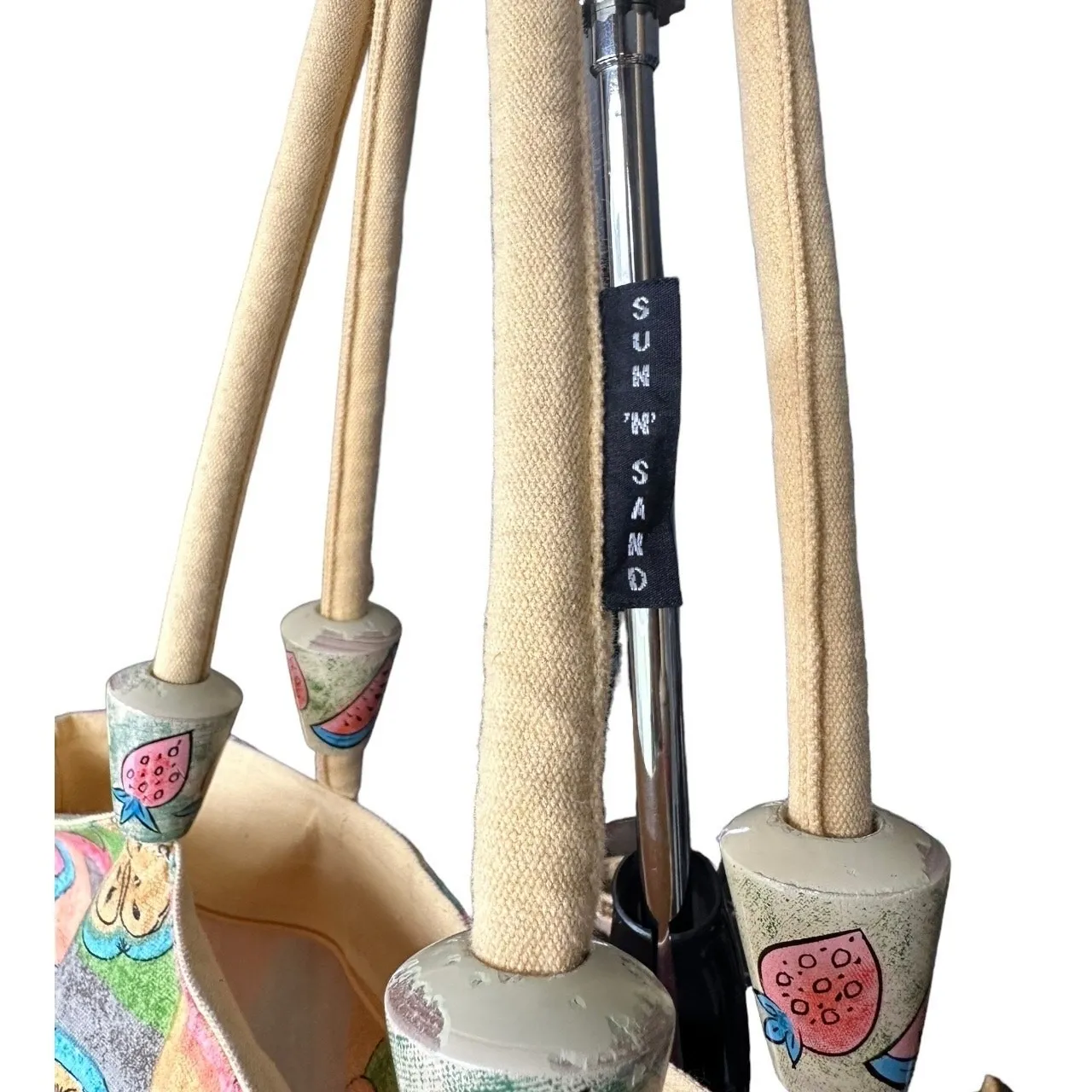 Sun 'N Sand Fruits Farmers Market Beach Zip Oversized Colorful Duffle Bag Summer Yellow - Image 4