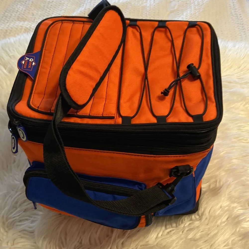 THERMOS Lunch Bag pretty big orange and Blue color BNWOT long 13” wide 12” - Image 14