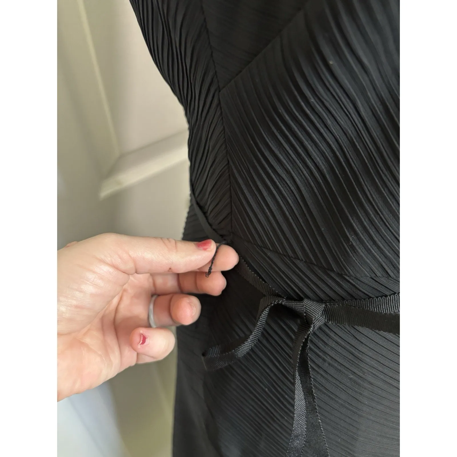 VTG 90s Talbots Black Sleeveless Dress Size 8 Wedding Guest LBD Classic V-Neck - Image 10