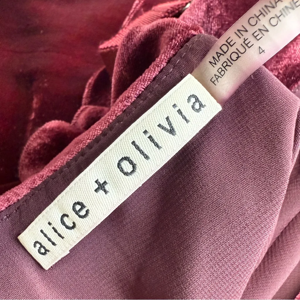 Alice + Olivia Bess Ombre Velvet Dress Burgundy Sz 4 - Image 8