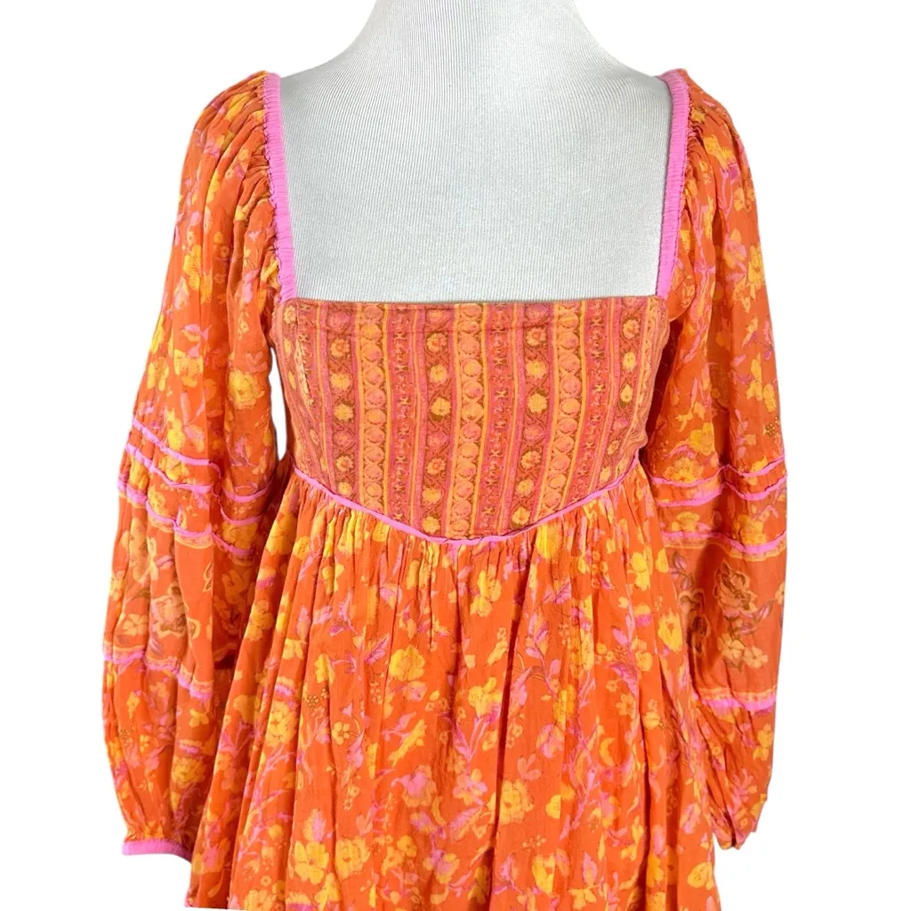 Free People Bohemian Retro 70s Flower Child Endless Afternoon Mini Dress XS Fall - Image 10