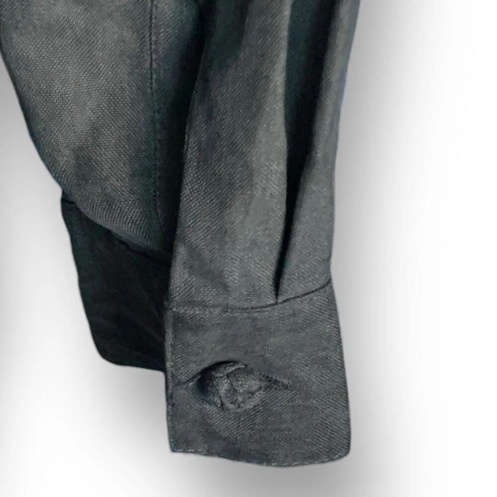 Vintage Anne Larsson Oversized Black Silk Top Long Sleeve Knot Buttons Asian Black - Image 7