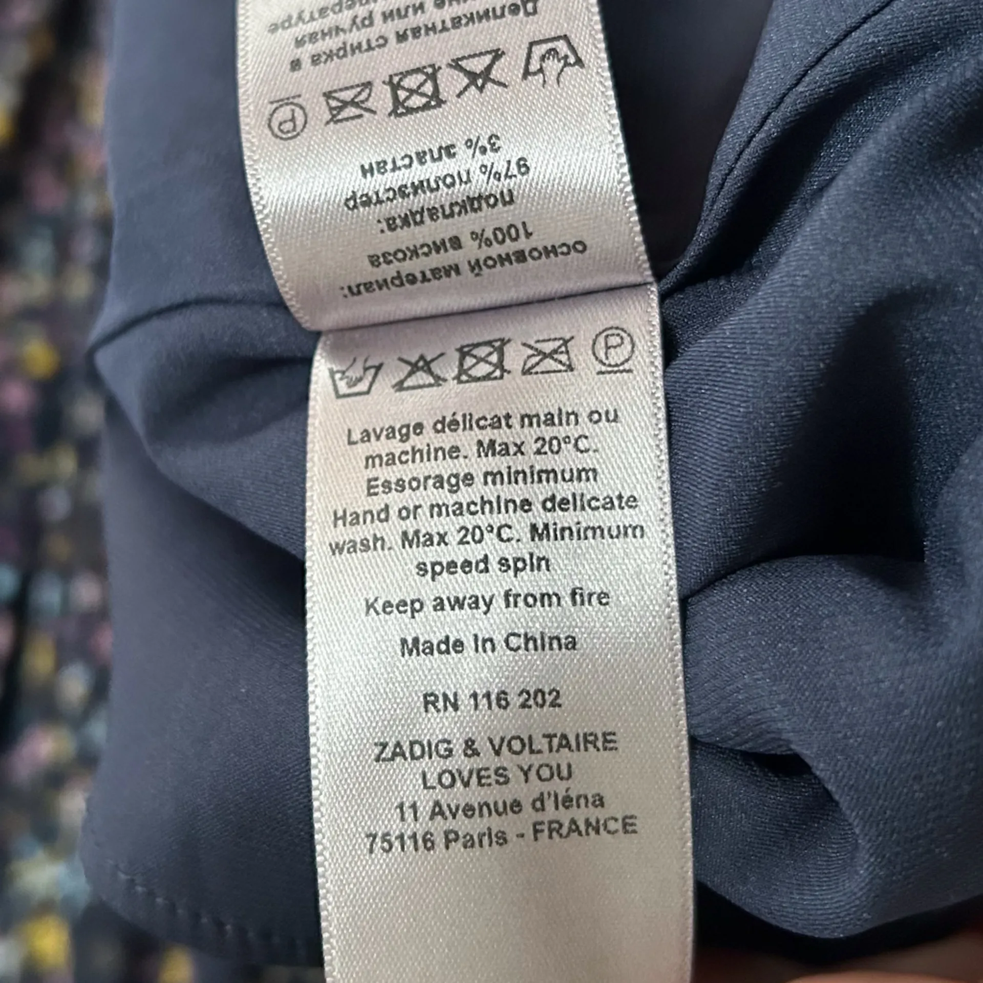 Zadig & Voltaire Rapidy Crinkle Print Etoiles Star Print Dress Navy Sz Small - Image 8