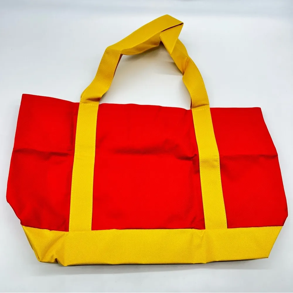 Oprah Magazine Large Tote Bag in Bright Orange with Yellow Straps and Bottom - Image 3