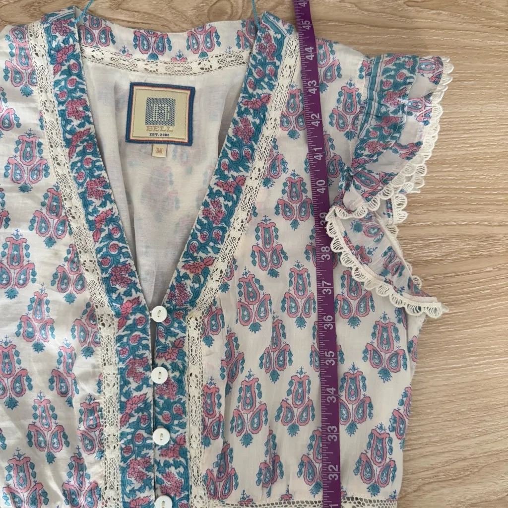 Bell Alicia Bell Medium Annabelle Tiered Maxi Dress Paisley White Blue Cottage - Image 9