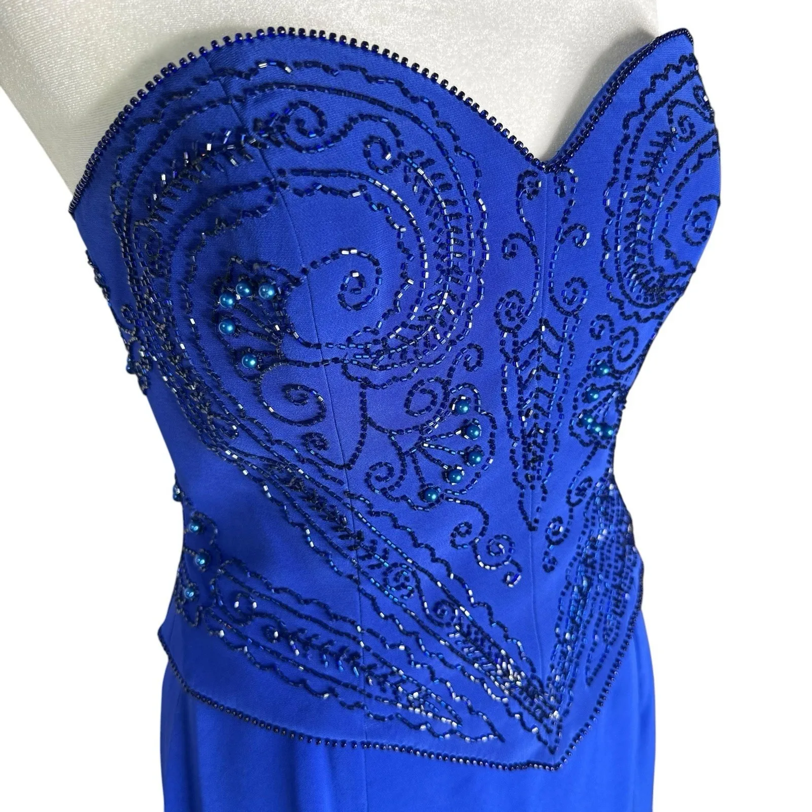 NWT Vintage 80s Oleg Cassini Black Tie 6 Skirt Corset Jacket Beaded Eveningwear‎ - Image 7