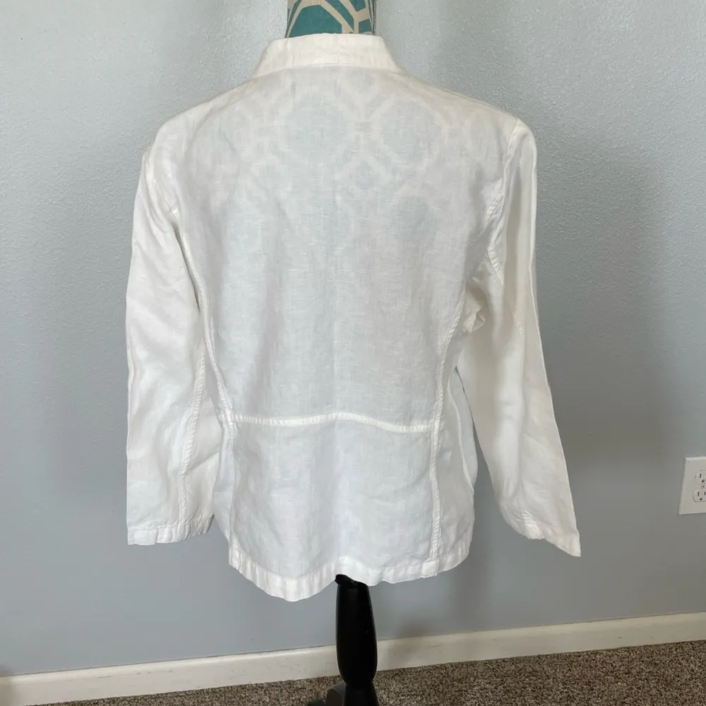 Eileen Fisher Linen Shirt Jacket size Large White - Image 3
