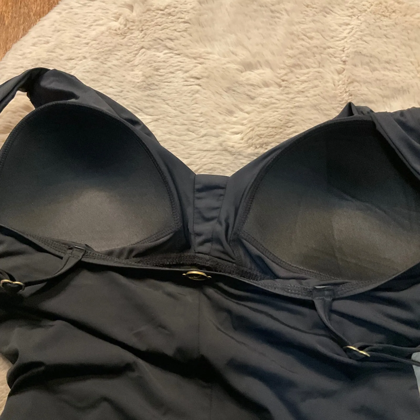 Jantzen Swimsuit One Piece Size‎ 16 Black Supportive Adjustable Strap  Rouched - Image 6