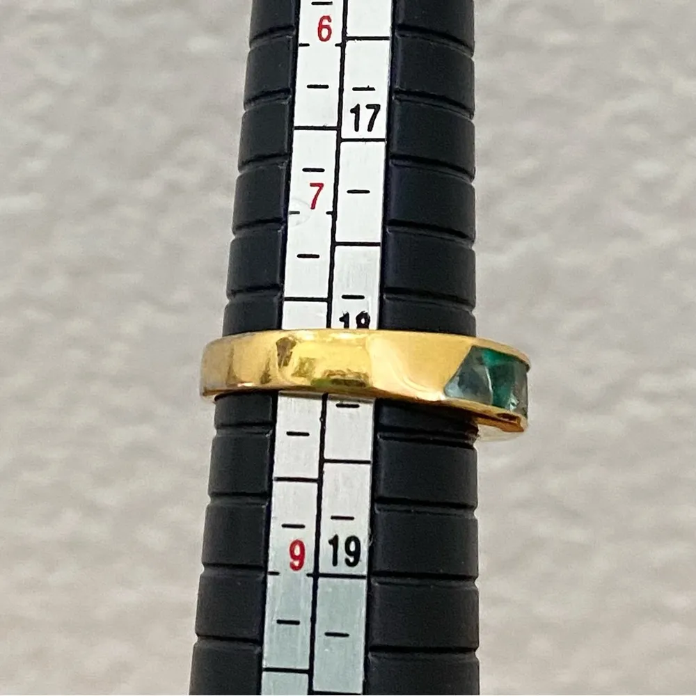SUZANNE SOMERS 925 Gold Emerald Green Trilliant CZ Cubic Zirconia Ring Size 8 - Image 10