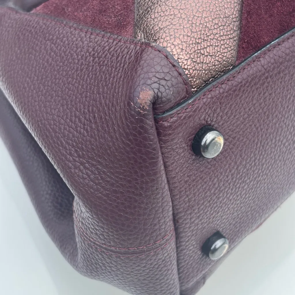 Coach Patchwork Leather Shoulder Bag 
- Purple and Burgundy - Image 7