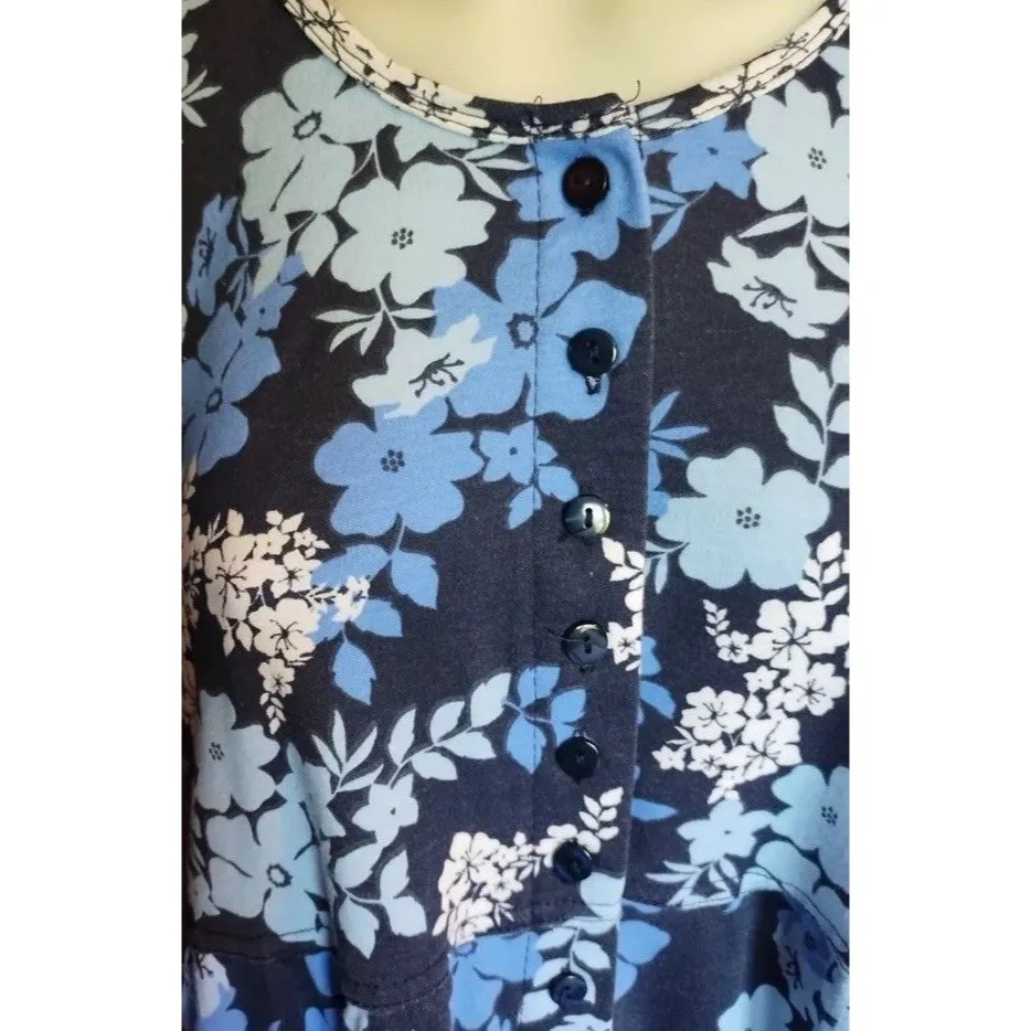 Woman Within Midi Shirt Dress L 18/20 Floral Blue Stretch Buttons‎ Boho Vacation Size undefined - Image 4