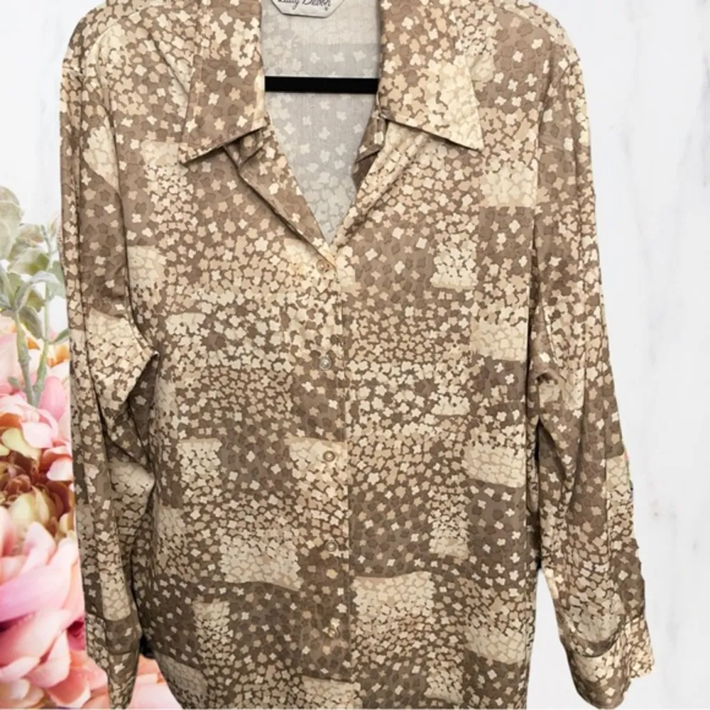 LADY DEVON RETRO FLORAL PRINT VINTAGE BUTTON UP Size L - Image 5