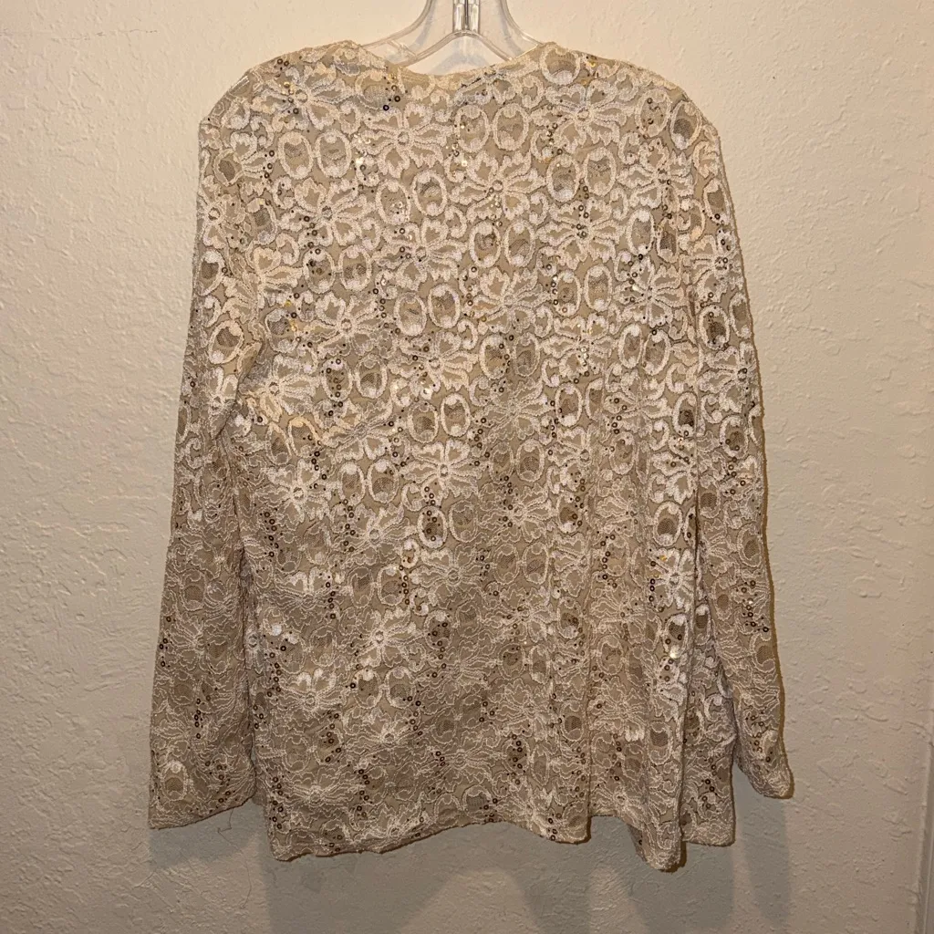 Dealers & Damons Women's Cream Lace and sequin Tops 2 piece set - Image 9