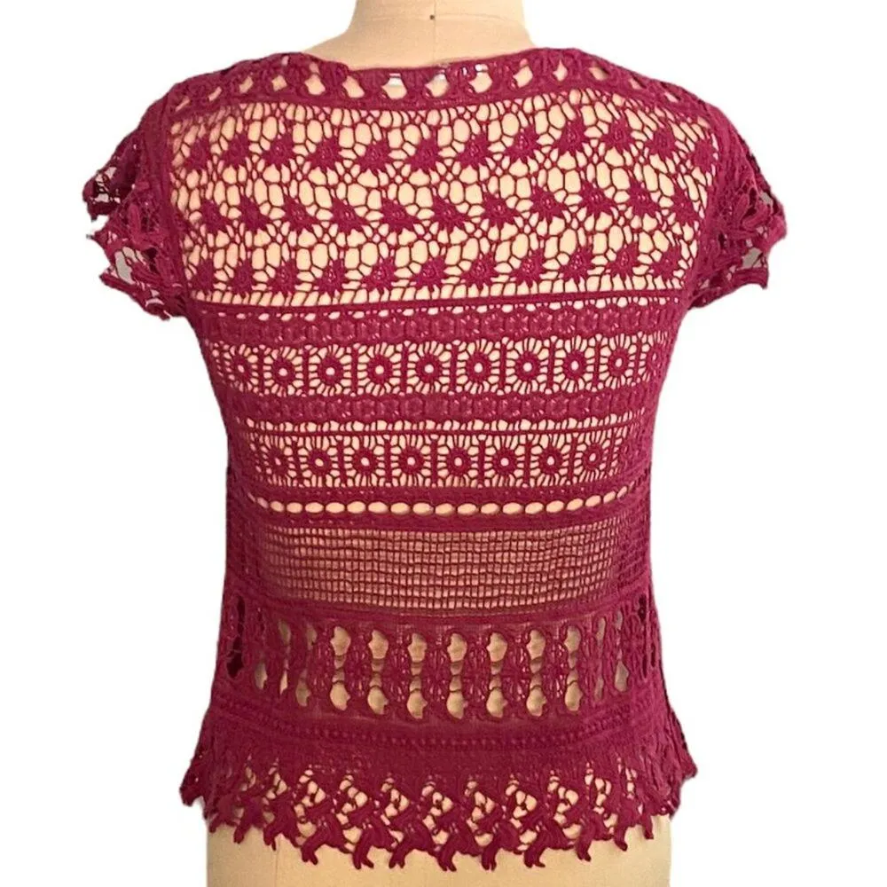 Ladies MAURICES Boho Chic Short Cap Sleeves Summer Top Shirt ~ Women's Size S - Image 3