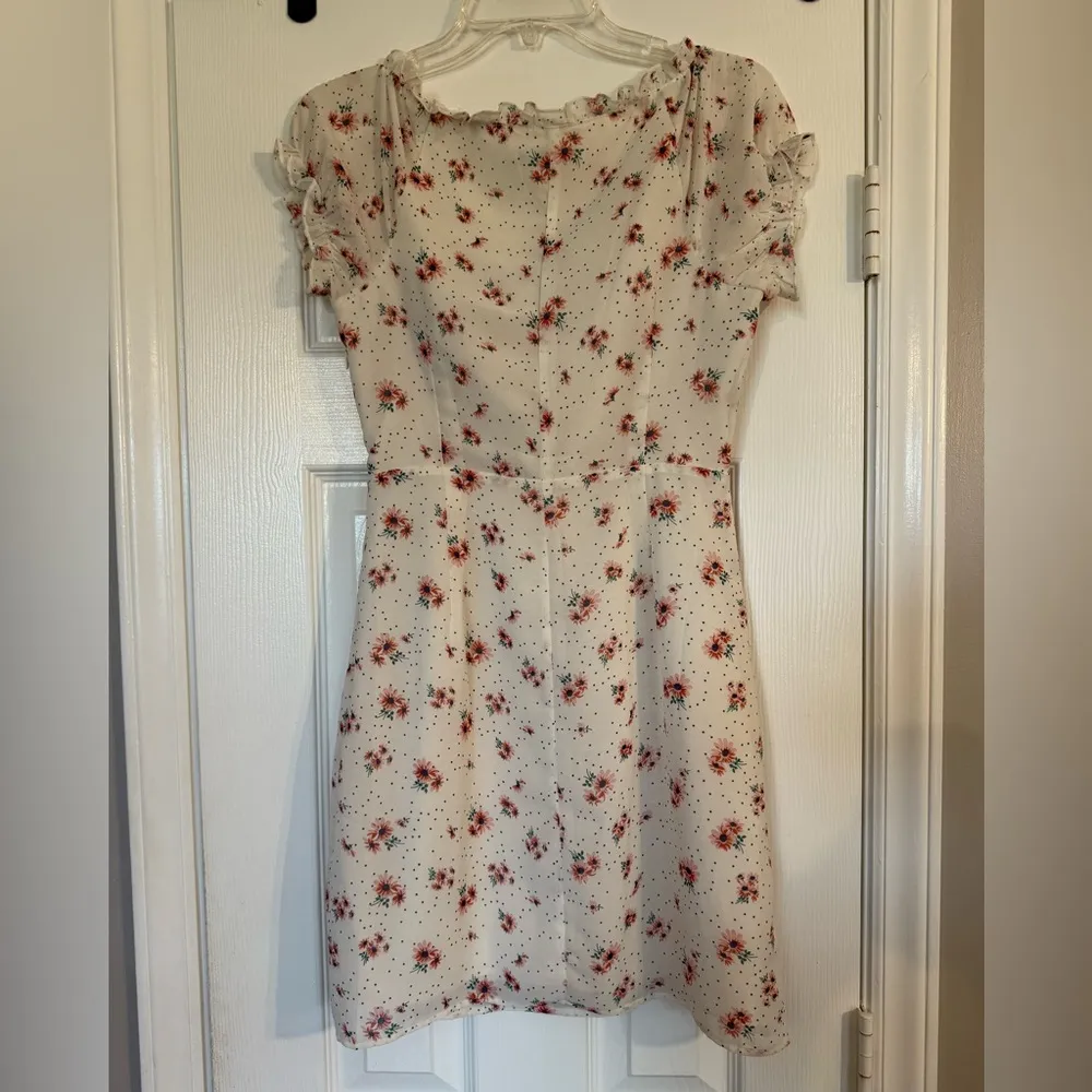 Nasty Gal Cream and Pink Floral Mini Dress size 4 - Image 2