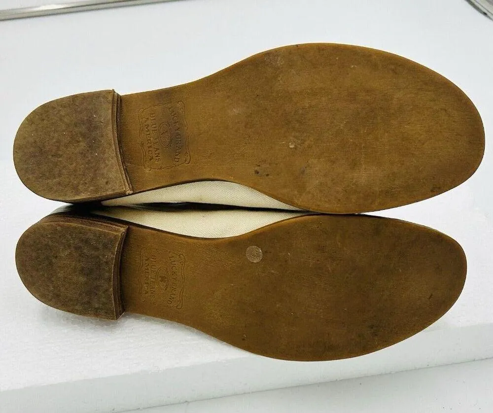 Lucky Brand Shoes Womens 8B Hailey Laceless Oxford Taupe Tan Faux Leather Canvas - Image 10