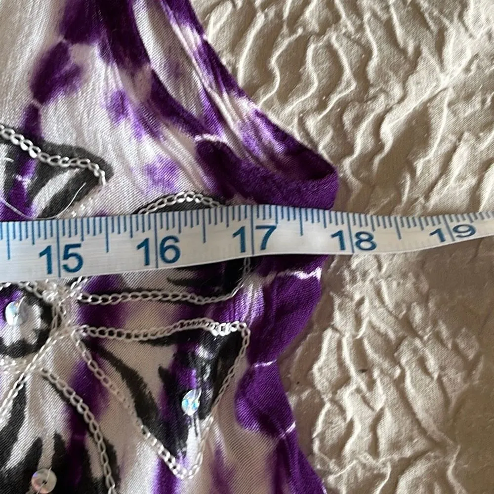 Riviera Sun Womens Sleeveless Dress Floral Embroidered Sequins Boho Purple Small - Image 11