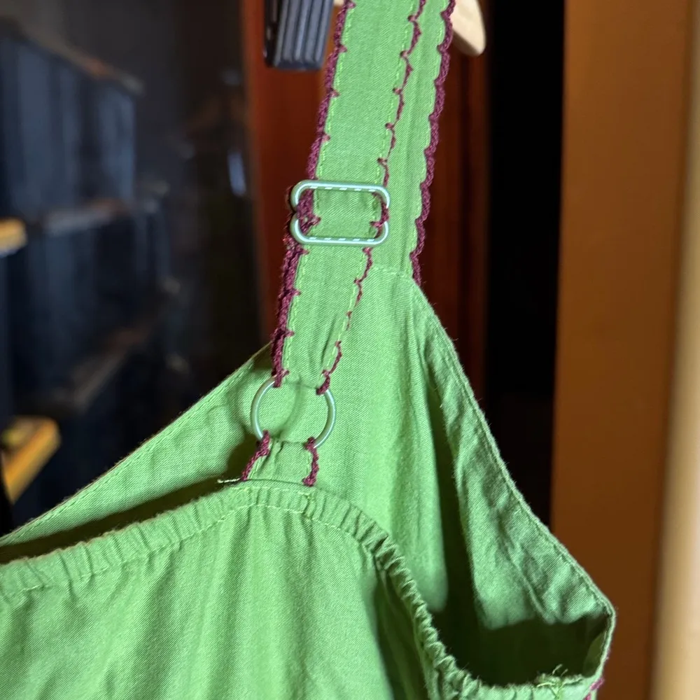 Aryeh 100% Cotton Green Dress with Purple Embroidery Size Medium - Image 10