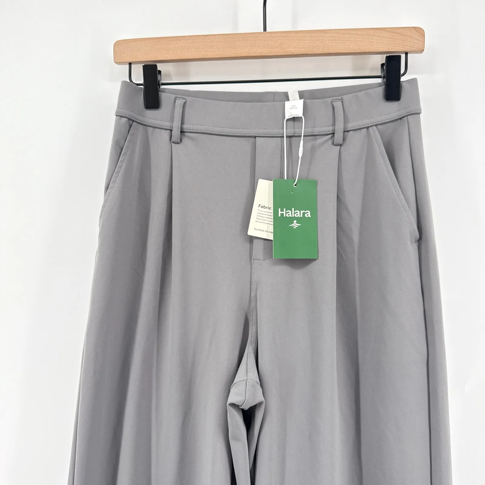 NEW NWT Halara‎ Flex High Waisted Pocket Wide Leg Crepe Work Pants Petite Small - Image 3