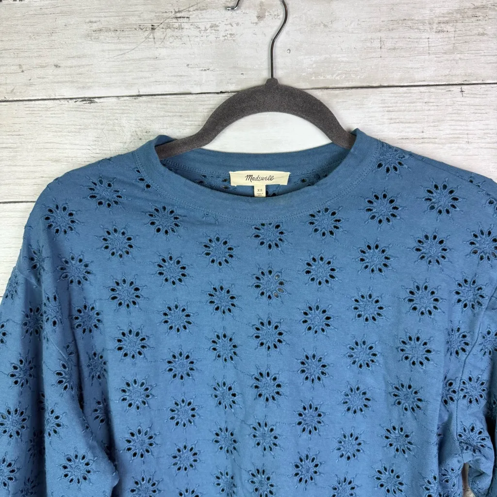 Madewell Embroidered Wide-Sleeve Boxy Tee Sunfaded Blue Size XS - Image 3
