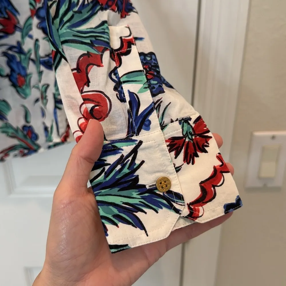 Tory Burch Floral Long Sleeve Button Down Shirt Size 2 - Image 7