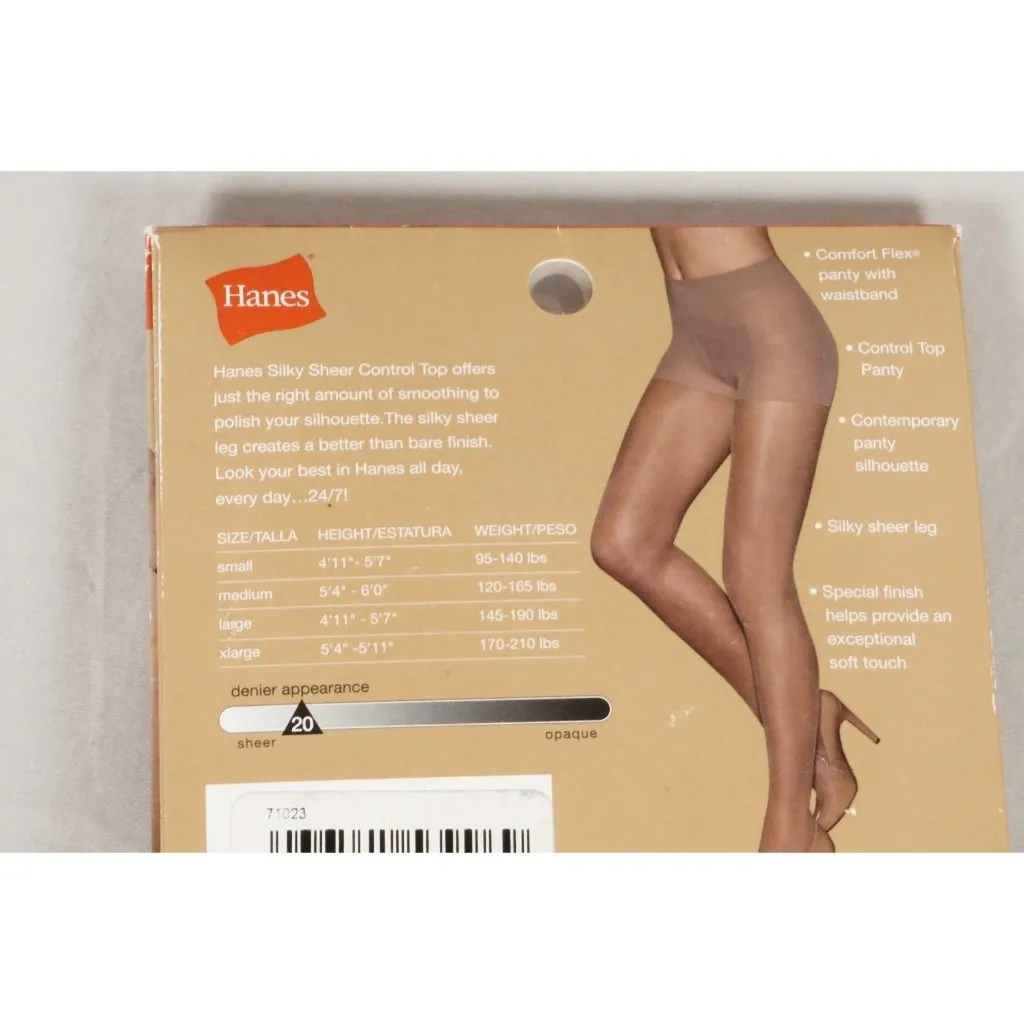 Hanes Control Top Silky Sheer 24/7 Pantyhose LARGE Nude 53996 Vintage NEW!! - Image 5