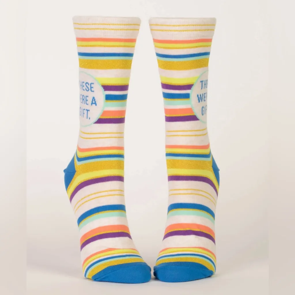 These Were A Gift - Striped Women’s Crew Socks from Blue Q - Fits size 5-10 NWT - Image 2